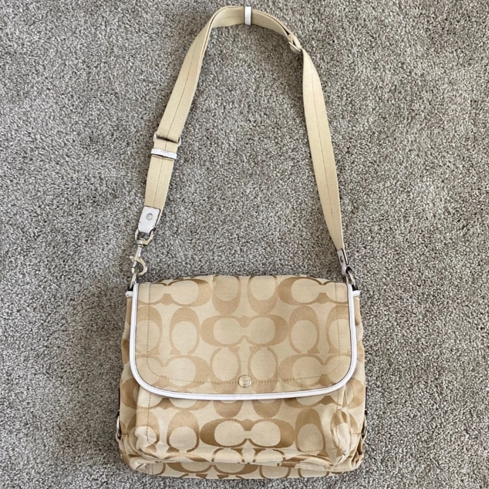 Coach Signature Striped Messenger Bag